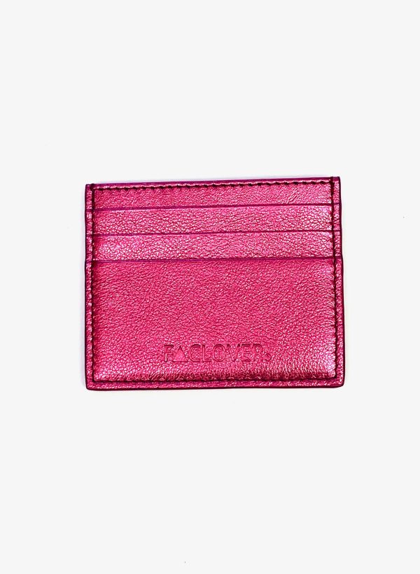 CARD HOLDER IN BUBBLEGUM METALLIC LEATHER - immagine 2