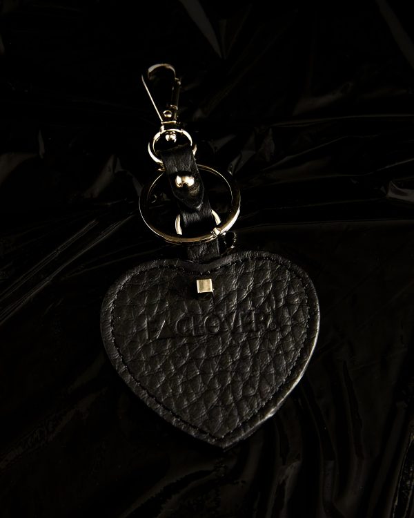 HEART KEYCHAIN IN BLACK QUINTINO D LEATHER