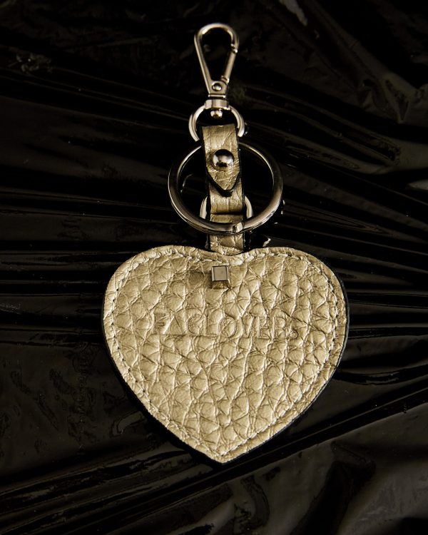 HEART KEYCHAIN IN ORO PALLIDO QUINTINO LEATHER